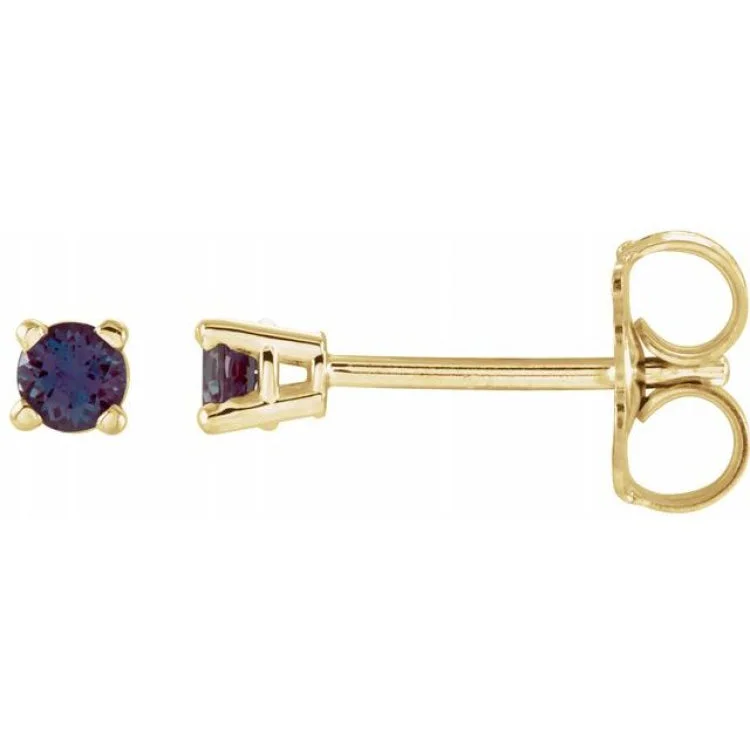 Modern Gold Earrings-14K Yellow 2.5 mm Lab-Grown Alexandrite Stud Earrings