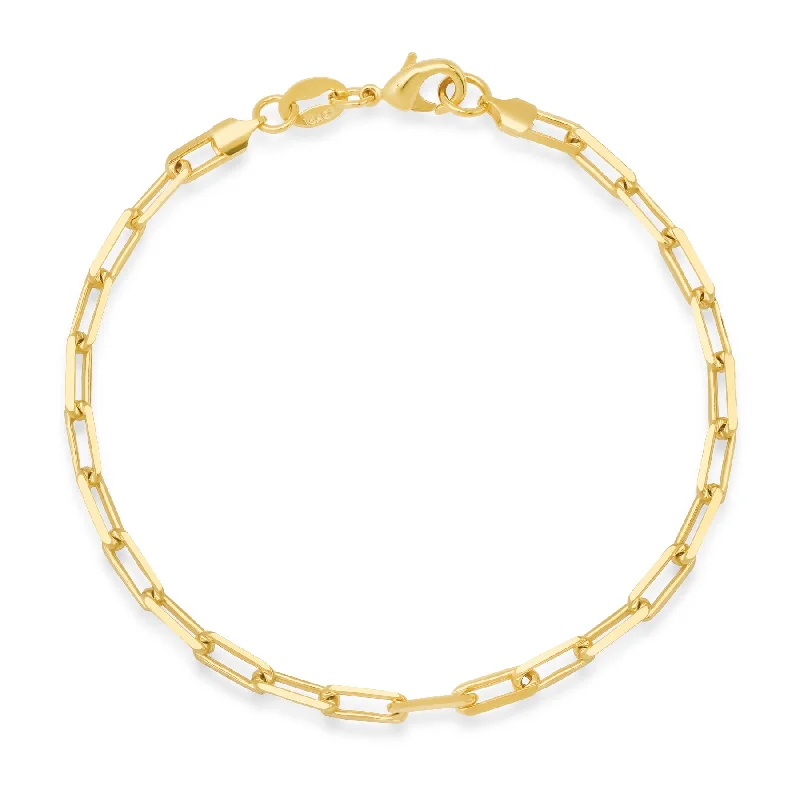 Bracelets For Fitness-Thin Paperclip Bracelet, Gold