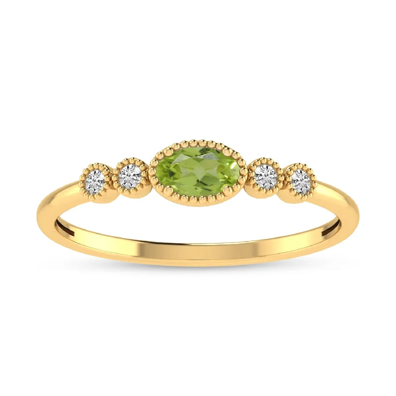 Beautiful Engagement Rings-14K Yellow Gold Oval Peridot and Diamond Stackable Ring RM4307X-AUG