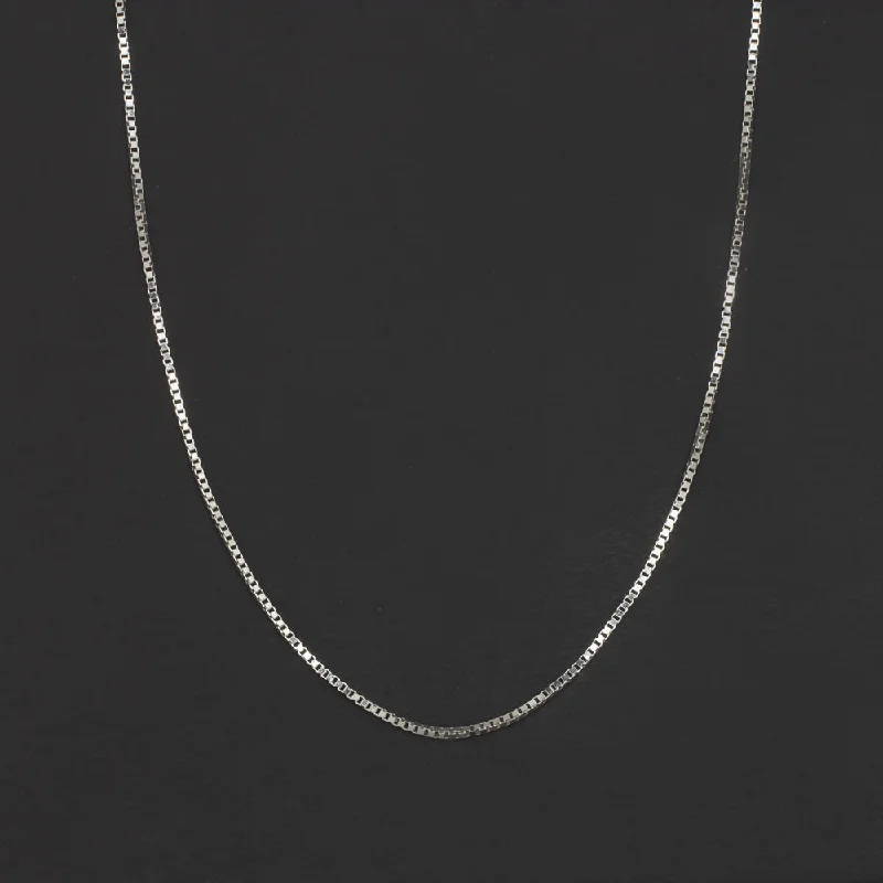 Colorful Pendant Necklaces-SOLID 14K WHITE GOLD 18 INCH BOX CHAIN 0.5mm DAINTY CLASSIC LADIES NECKLACE THIN