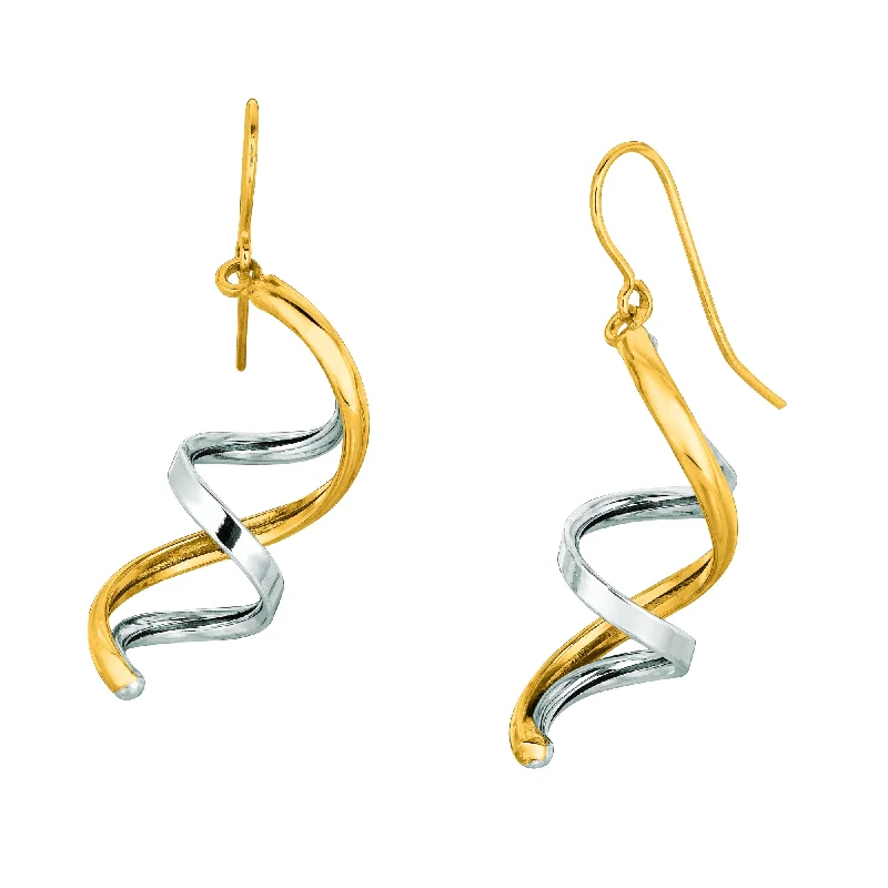 Contemporary Gemstone Earrings-14K Gold Swirl Drop Earring