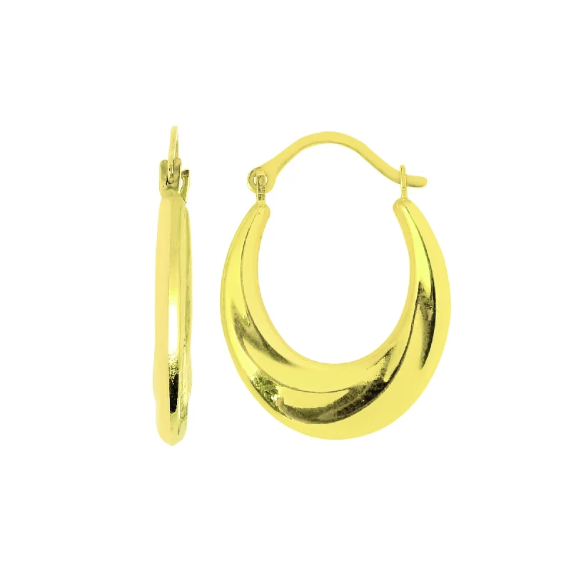 Minimalist Drop Earrings-14K Gold Polished Oval Back to Back Hoop Earring