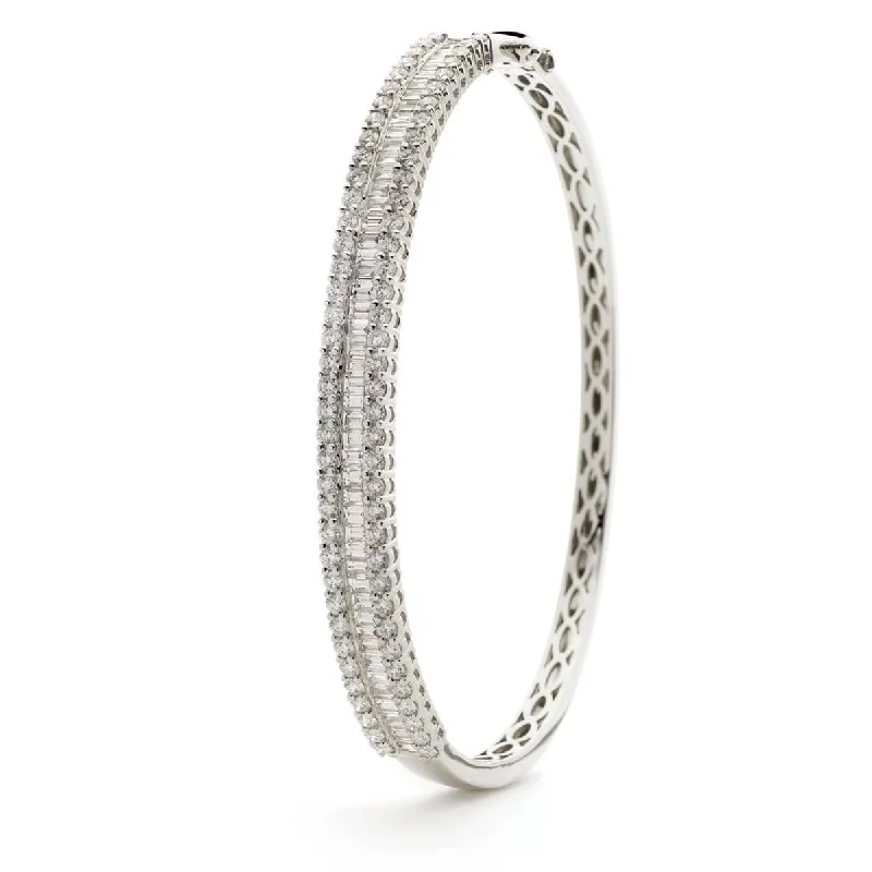 Bangles With Distinct Patterns-DIAMOND IN & OUT BANGLE IN 18K WHITE GOLD