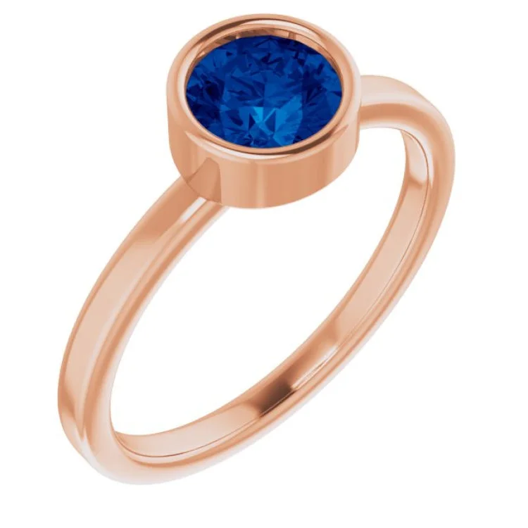 Adjustable Promise Rings-14K Rose 6 mm Lab-Grown Blue Sapphire Ring