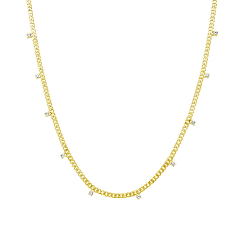 Men’s Necklaces-Curb Chain & Diamond Dangle Necklace