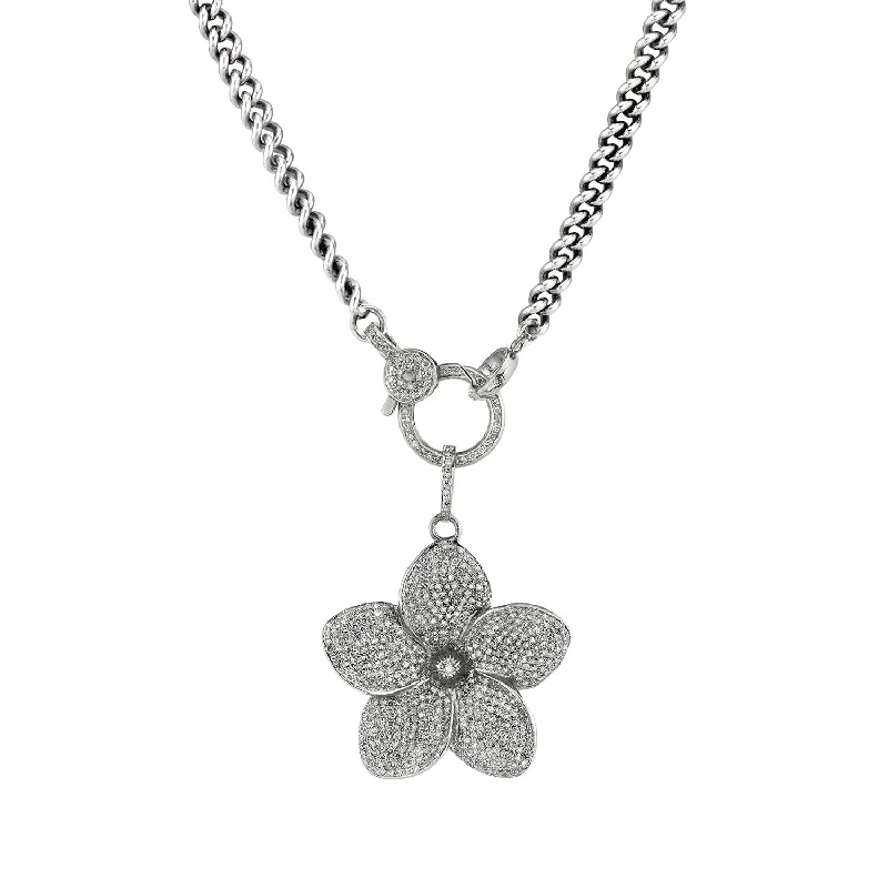 Silver Necklaces-Plumeria Pendant Necklace  N0000743