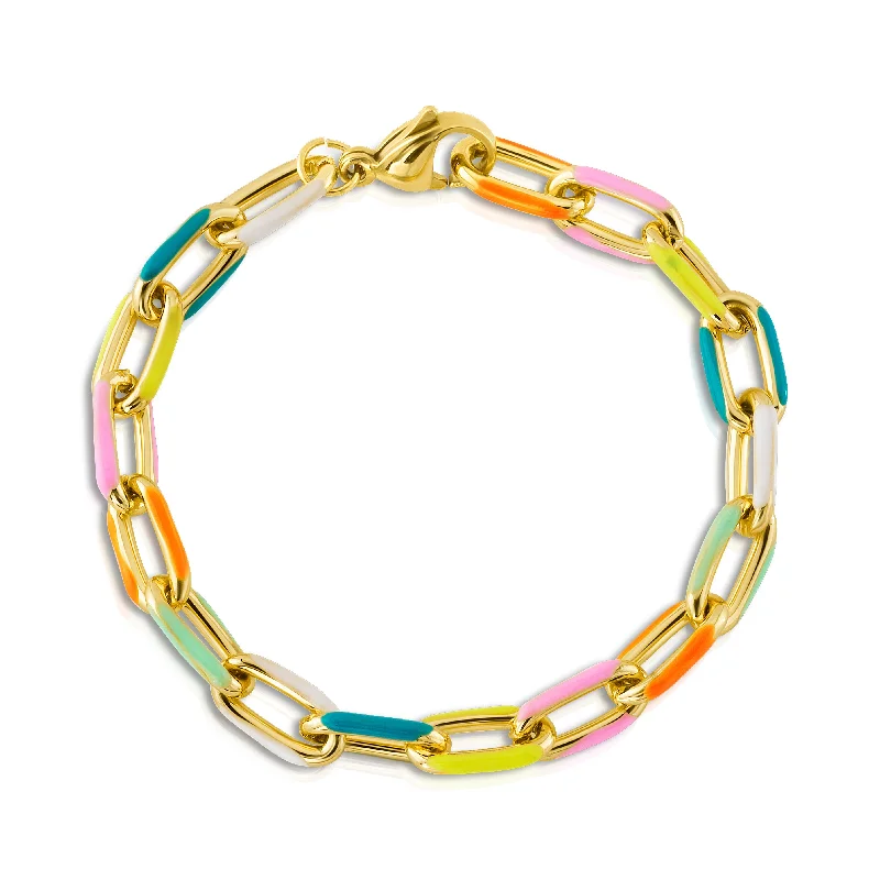 Simple Bracelets-NEON FUN PAPERCLIP BRACELET, GOLD