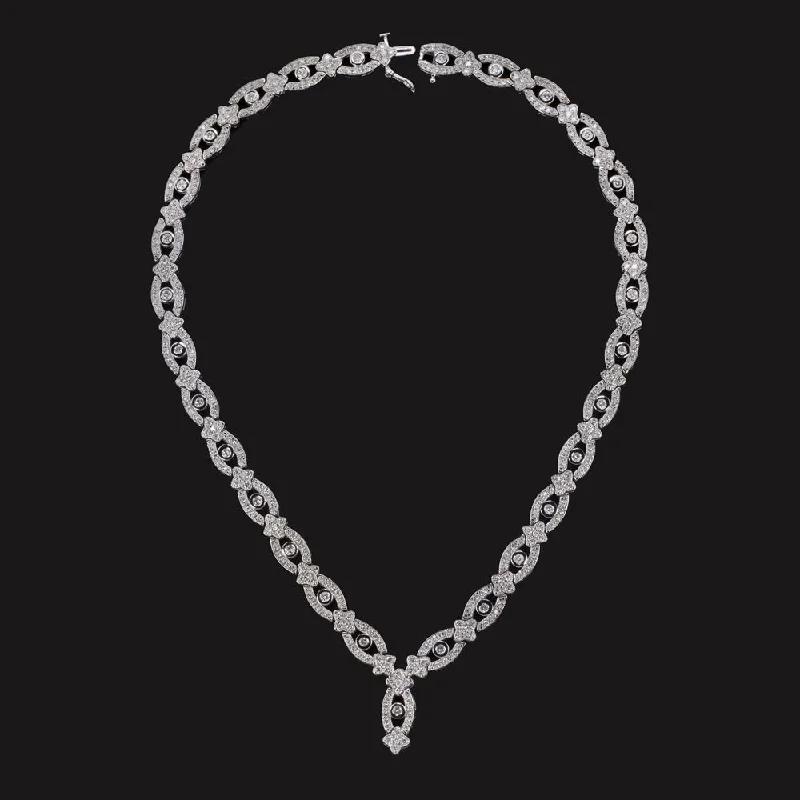 Pendant Necklaces-6 CARAT DIAMOND NECKLACE 51.2 GRAM 14k WHITE GOLD NATURAL FORMAL STAR LOOP 6ct