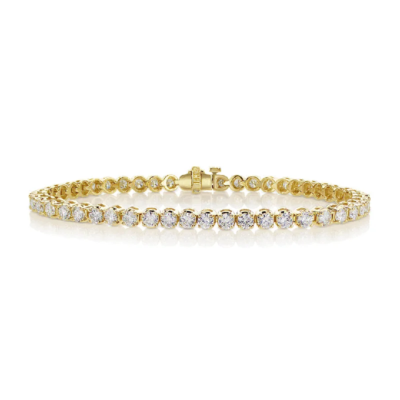 Personalized Name Bracelets-7.29 Cttw Round Diamond 14K Yellow Gold Tennis Bracelet