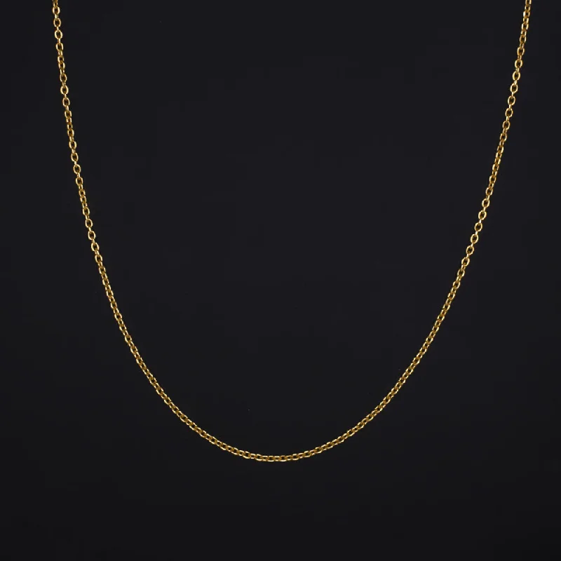 Sapphire Necklaces-SOLID 18K YELLOW GOLD 18in CABLE CHAIN 0.6mm DAINTY CLASSIC LADIES NECKLACE THIN