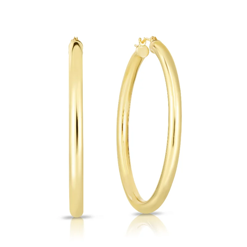 Artistic Dangle Drop Earrings-10K Gold 3x40mm Hoop Earring