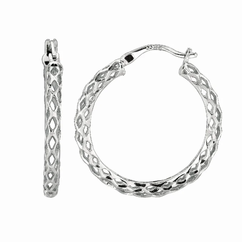 Chunky Hoop Earrings-Silver 20MM Birdcage Earring