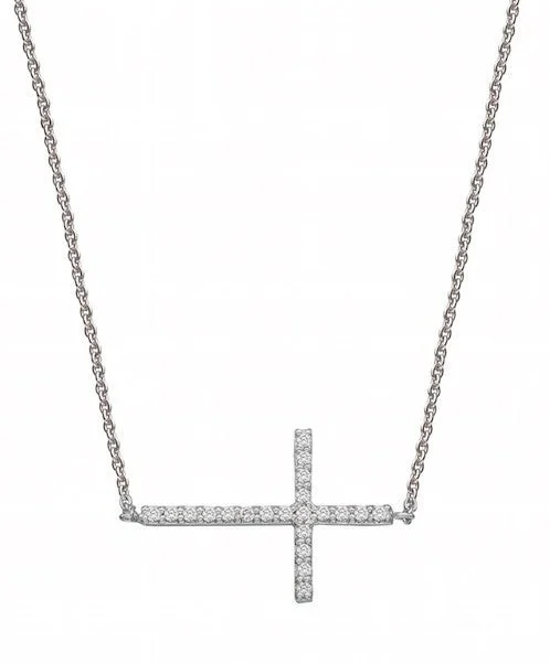 Long Pendant Necklaces-Sideways cross necklace 588-JSA