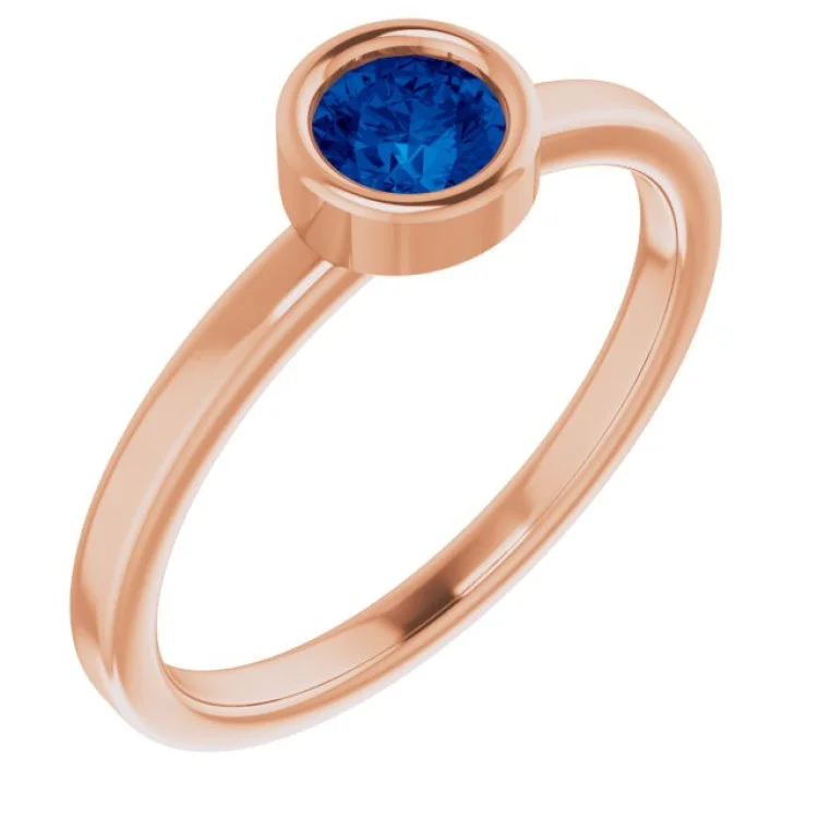 Modern Engagement Rings-14K Rose 4.5 mm Lab-Grown Blue Sapphire Ring