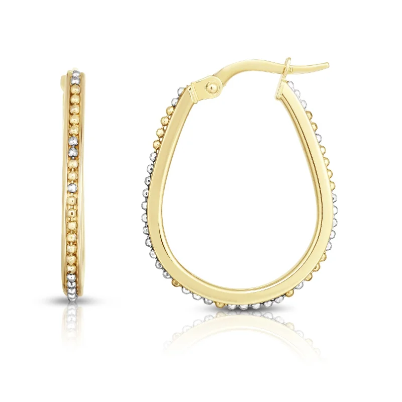 Cute Drop Earrings for Adults-14K Gold Bead Design Hoop Earring