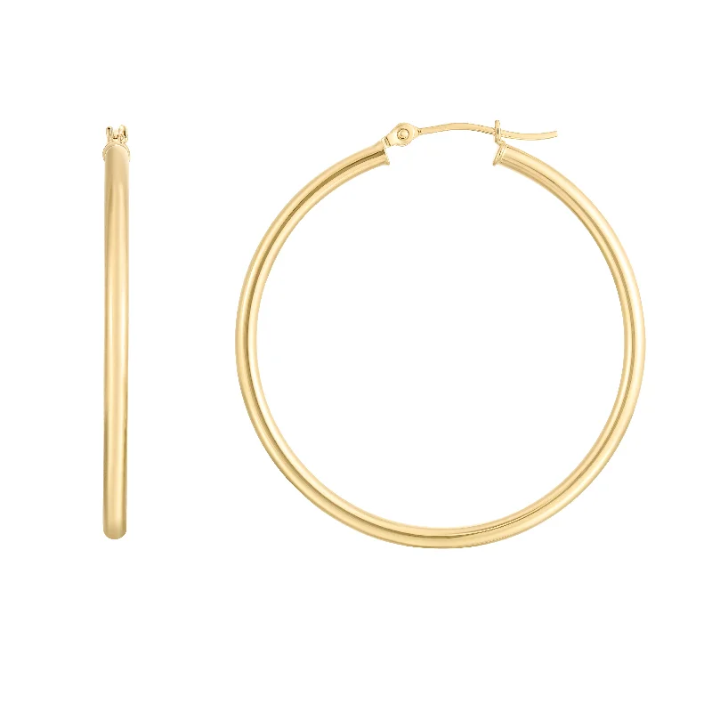 Women’s Gold Earrings-14K Round 2mm Hoops