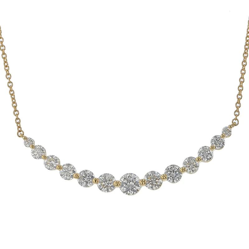 Birthstone Necklaces-2.03-2.13Ct Diamond Smile Necklace in 18k Yellow Gold, 18inch