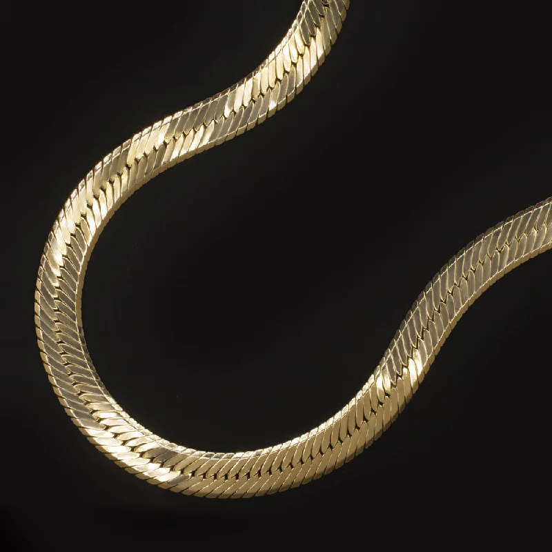 Fancy Necklaces-SOLID 14K YELLOW GOLD OMEGA CHAIN 25.7gm 20in 6.5mm HERRINGBONE SNAKE NECKLACE