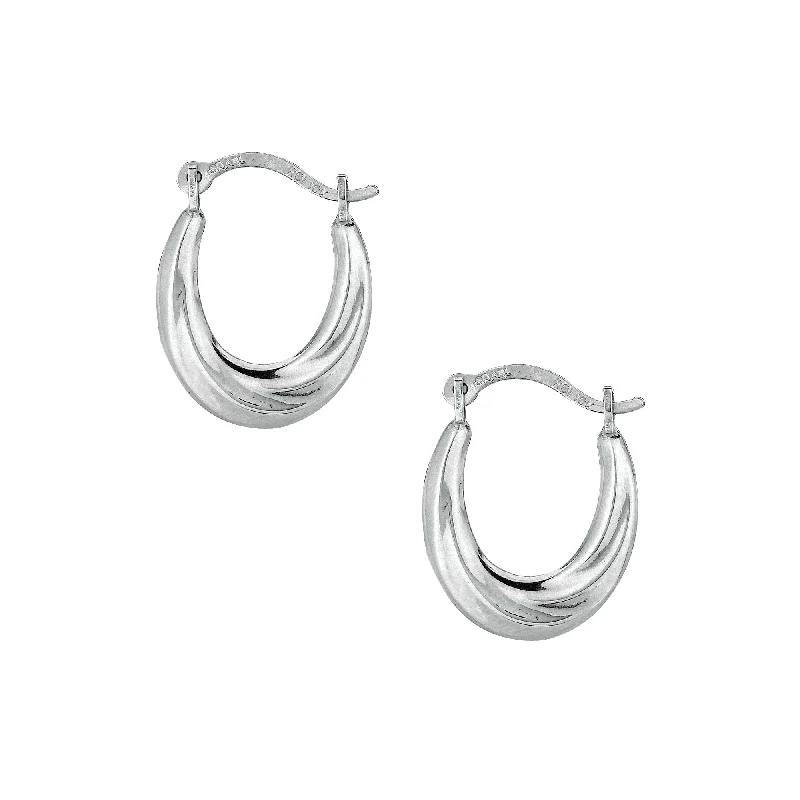 Stylish Hoop Drop Earrings-10K Gold Mini Oval Hoop Earring