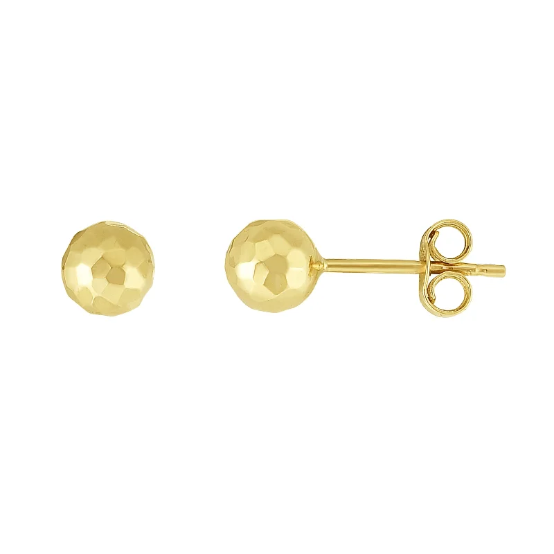 Yellow Gold Earrings-14K Gold 5mm Faceted Post Earring