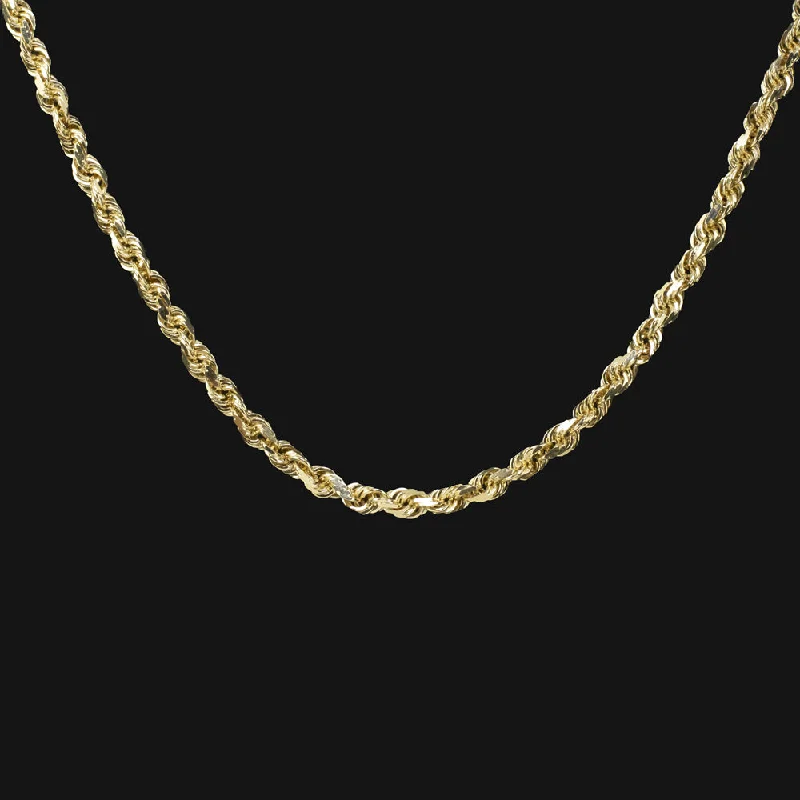 Round Pendant Necklaces-14k YELLOW GOLD ROPE CHAIN NECKLACE 18in 2.6mm 9.2gm CLASSIC TWIST MENS LADIES