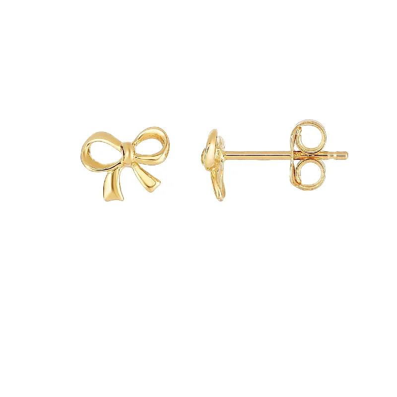 Spherical Earrings-14K Gold Bow Stud Earring