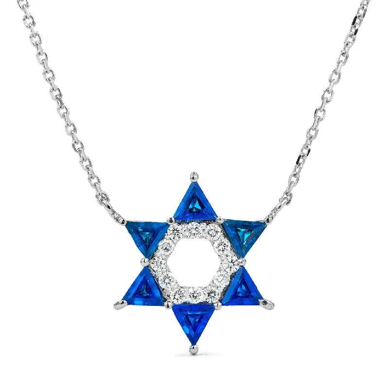 Leather Necklaces-14k White Gold Star of David Necklace