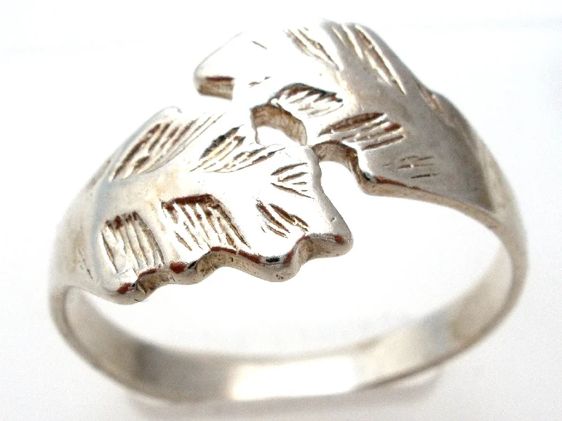 Ethically Sourced Rings-Sterling Silver Leaf Ring Size 11.5 Vintage