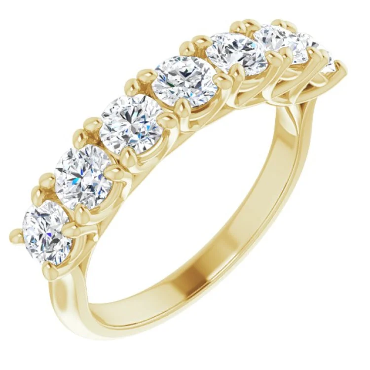 Gold Plated Rings-14K Yellow 1 1/3 CTW Natural Diamond Seven-Stone Anniversary Band