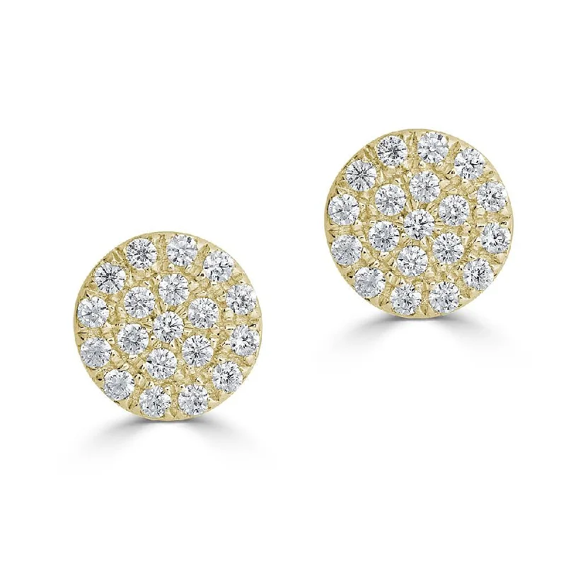 Elegant Drop Earrings for Women-EMILIQUE 14KT GOLD 0.12 CTW DIAMOND PAVÉ CIRCLE STUD EARRINGS