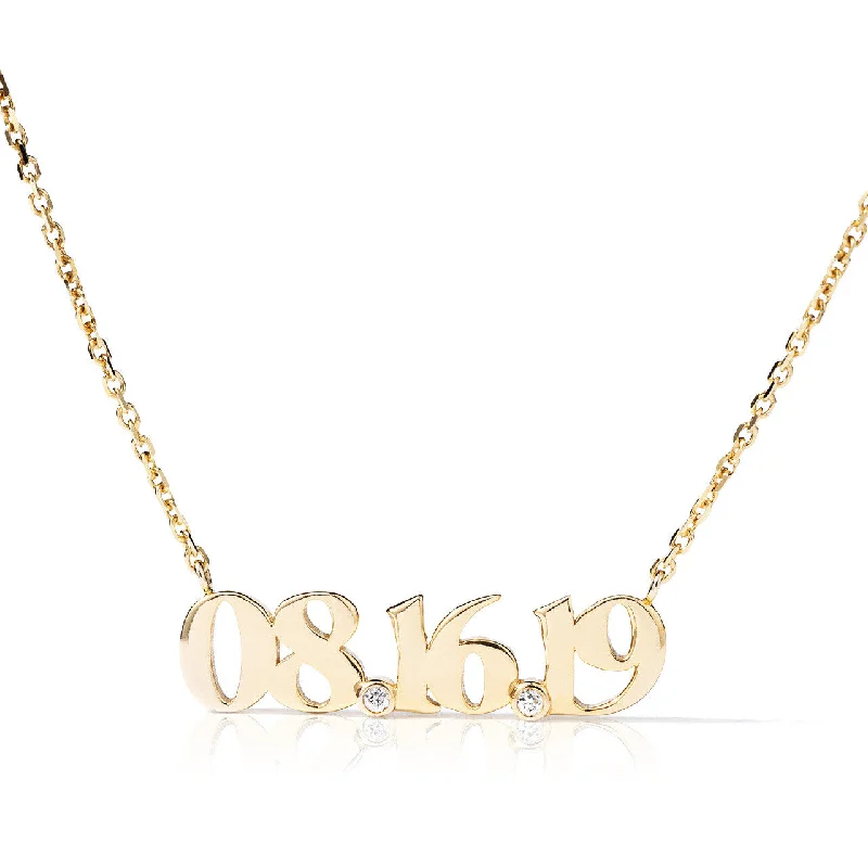 Multi-colored Necklaces-14k Gold Custom Diamond Date Necklace