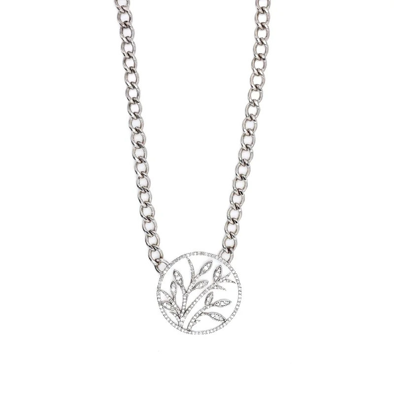 Minimalist Necklaces-Diamond "New Growth" Pendant Necklace-17"  N03123BG