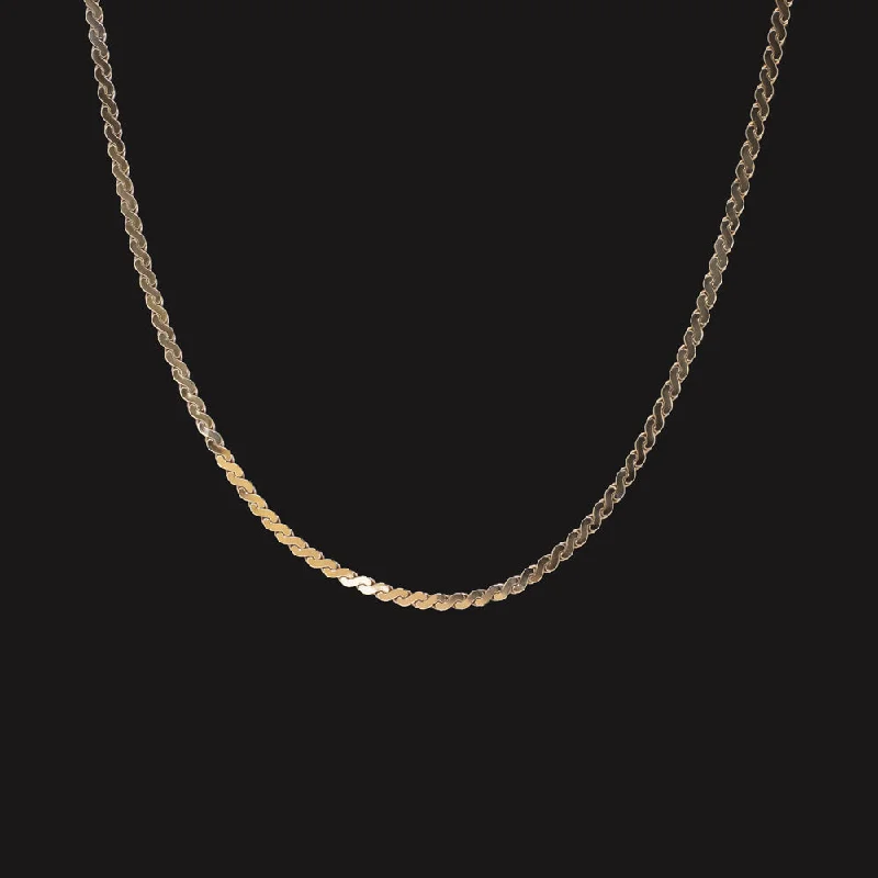 Statement Necklaces-SOLID 14k YELLOW GOLD S LINK CHAIN NECKLACE 17 INCH LONG 1.5mm THIN MENS LADIES