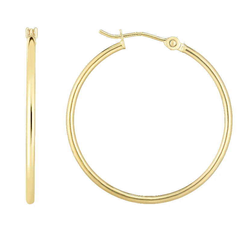 Minimalist Hoop Drop Earrings-14K Gold 1.5x30mm Hoops