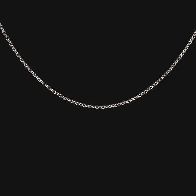 Trendy Necklaces-PLATINUM FLAT CABLE CHAIN 18in 0.90mm NECKLACE CLASSIC STURDY SOLID THIN DAINTY