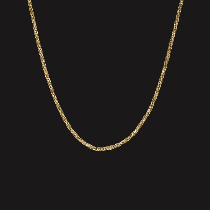 Simple Crystal Necklaces-SOLID 18k YELLOW GOLD BRAIDED NECKLACE WHEAT CHAIN 17 INCH 0.9mm MENS LADIES