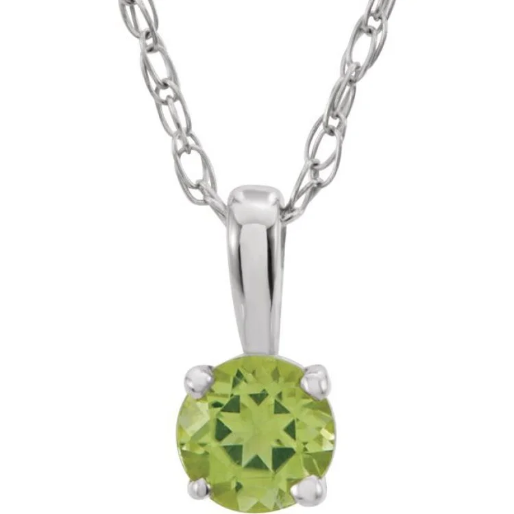 Unique Pendant Necklaces-14K White 3 mm Imitation Peridot Youth Solitaire 14" Necklace