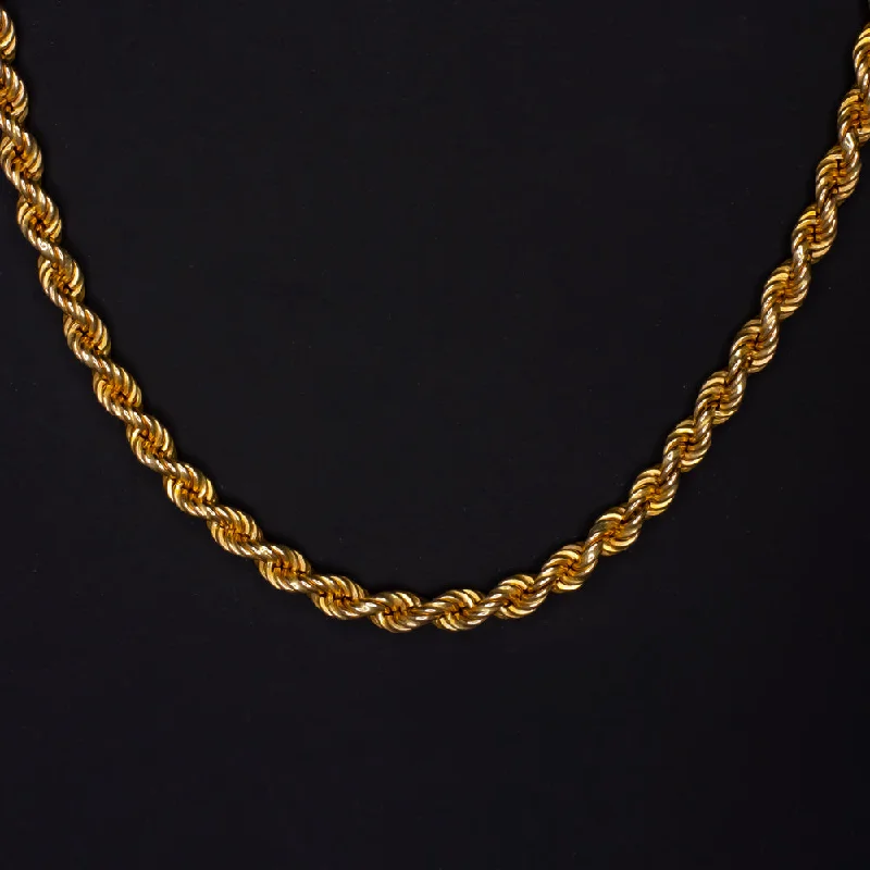 Simple Gold Necklaces-SOLID 14K YELLOW GOLD TWISTED ROPE CHAIN 3mm 20in 15 GRAM MENS LADIES NECKLACE