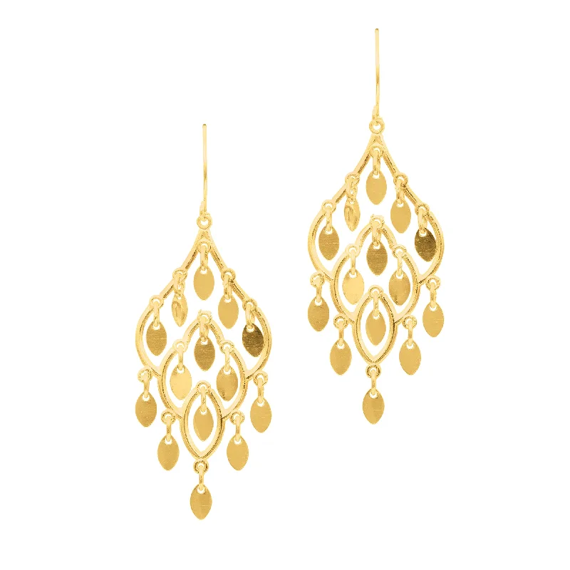 Oval Crystal Drop Earrings-10K Gold Chandelier Earring