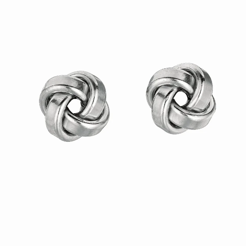 Nature-inspired Earrings-Silver Small Polished Love Knot Earring