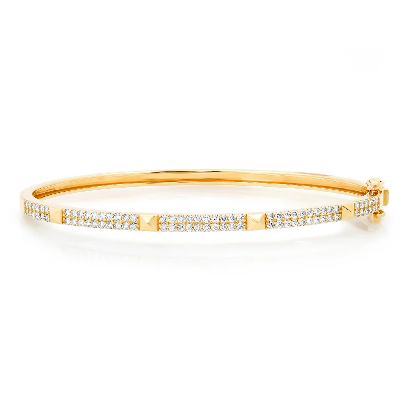 Thick Bracelets For Men-DIAMONDS & STUDS BANGLE, 14kt GOLD