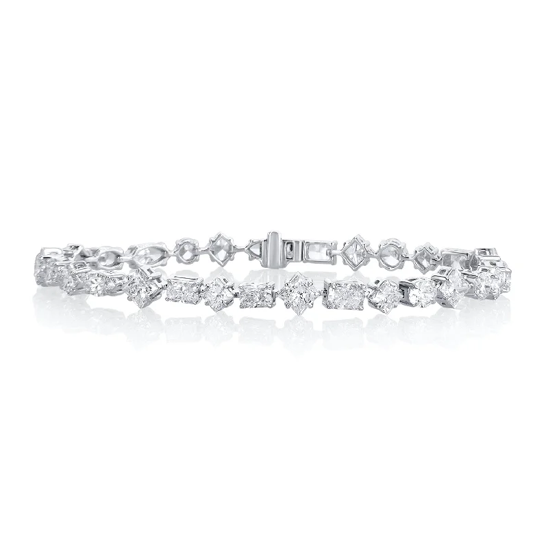 Bracelets For Outdoor Activities-12.18 Carat Fancy Mixed Shape Lab Grown Diamond Bracelet in 14K White Gold