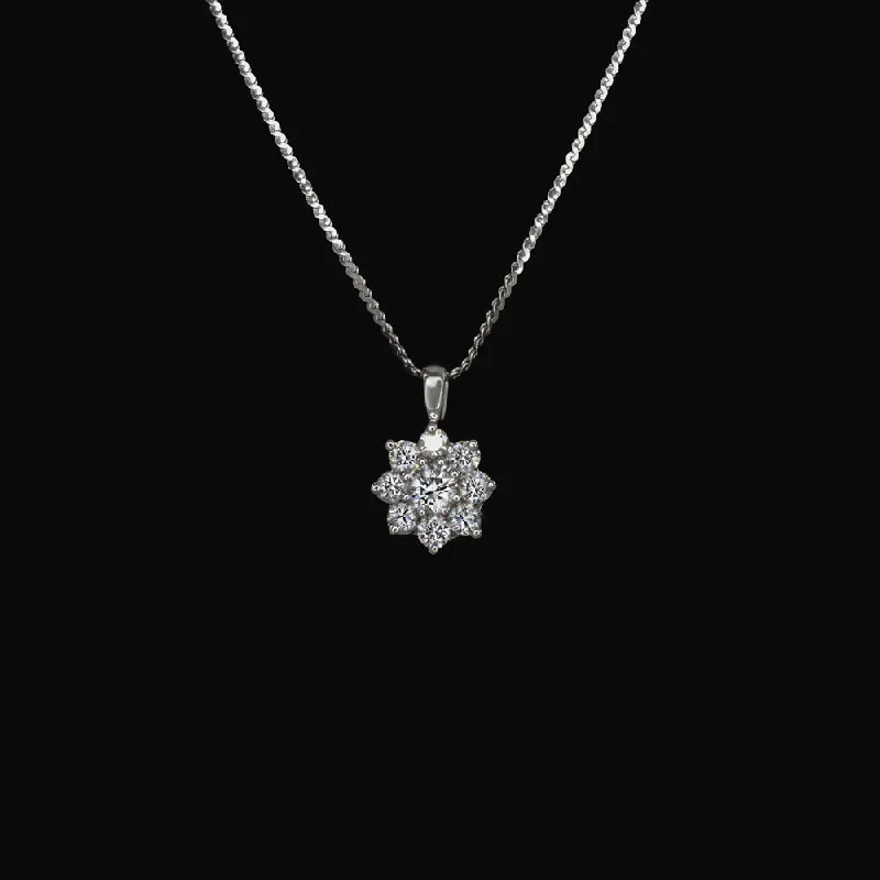 Beaded Necklaces-DIAMOND CLUSTER PENDANT DAISY NECKLACE WHITE GOLD EVERYDAY JEWELRY GIFT 1/2ct