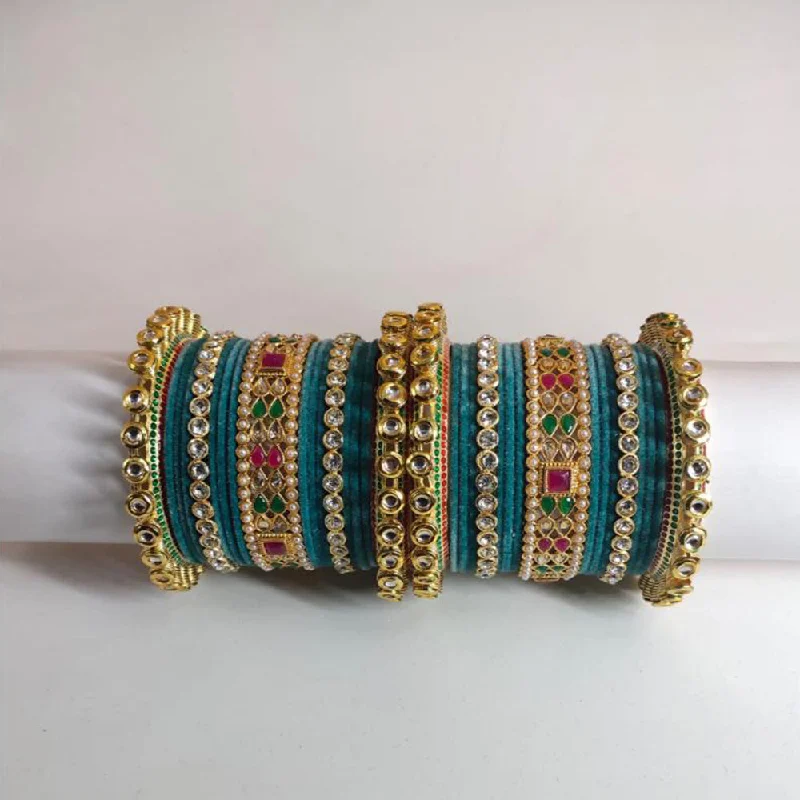 Bangles With Topaz-FS Collection Gold Plated Austrian Stone And Crystal Stone Bangle Set