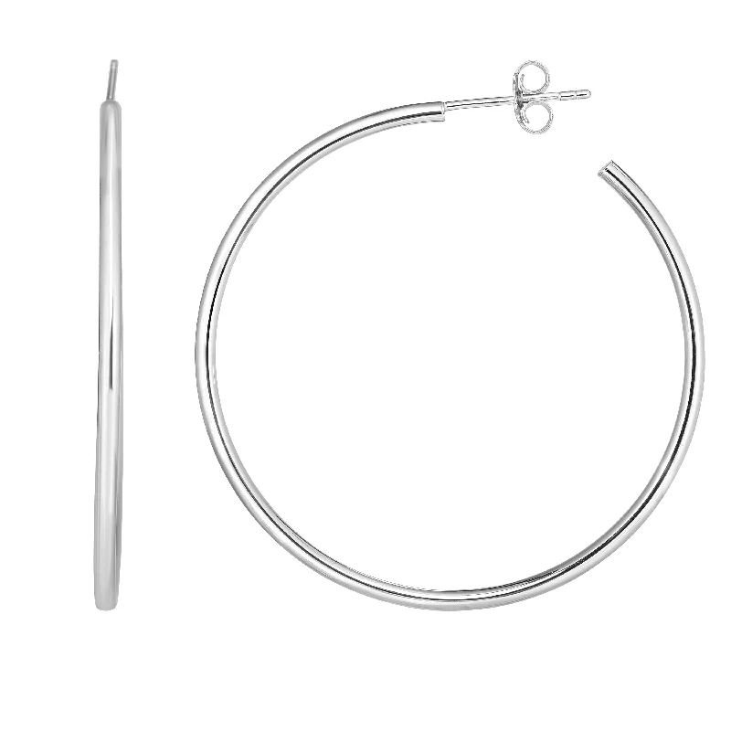 Clear Earrings-Silver Circle C Hoop Earring