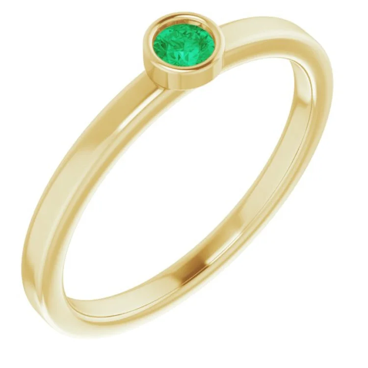 Vintage Gold Rings-14K Yellow 3 mm Lab-Grown Emerald Ring