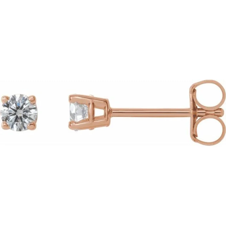 Elegant Silver Earrings-14K Rose 1/4 CTW Natural Diamond Stud Earrings