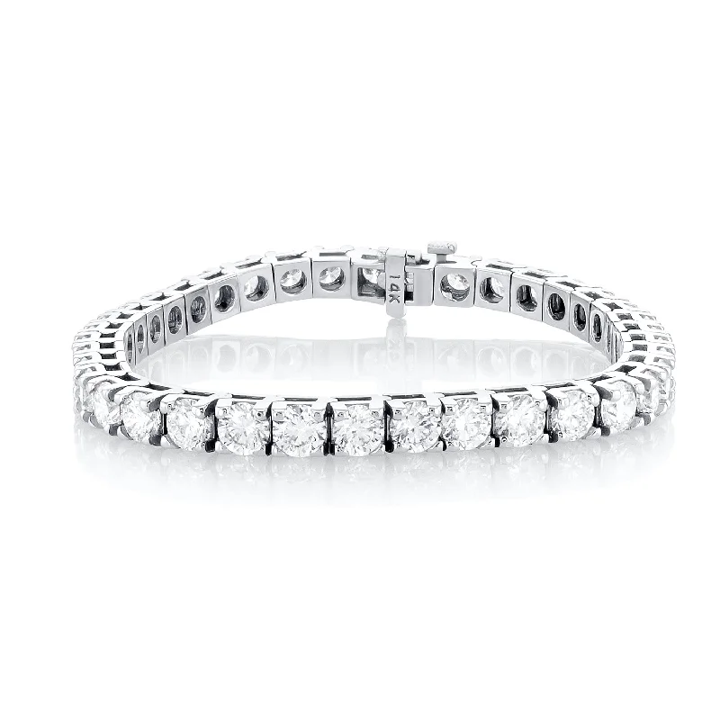 Beaded Bracelets With Glass Beads-12.00 Carat Round Lab Grown Diamond Tennis Bracelet set in 14K White Gold