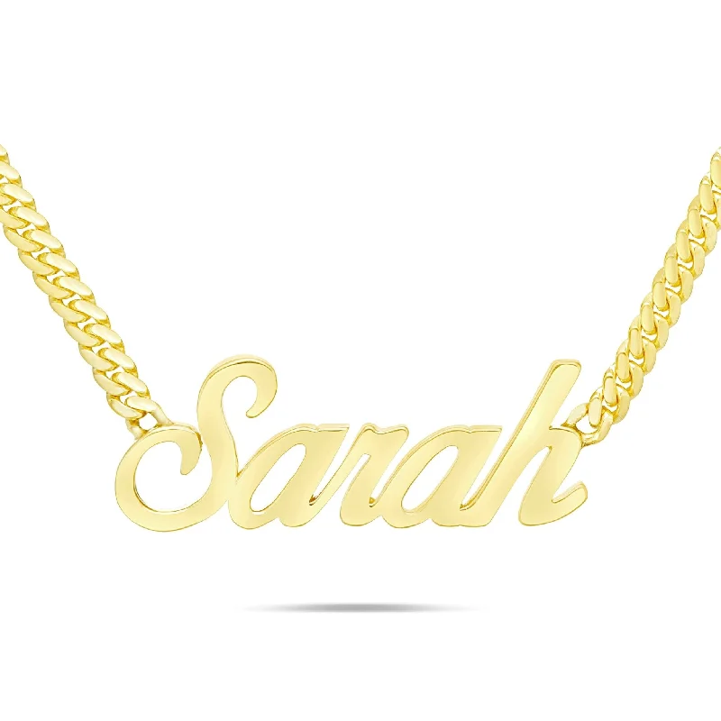 Unique Necklaces-YOUR NAME - Solid Gold Medium Cuban Name Necklace