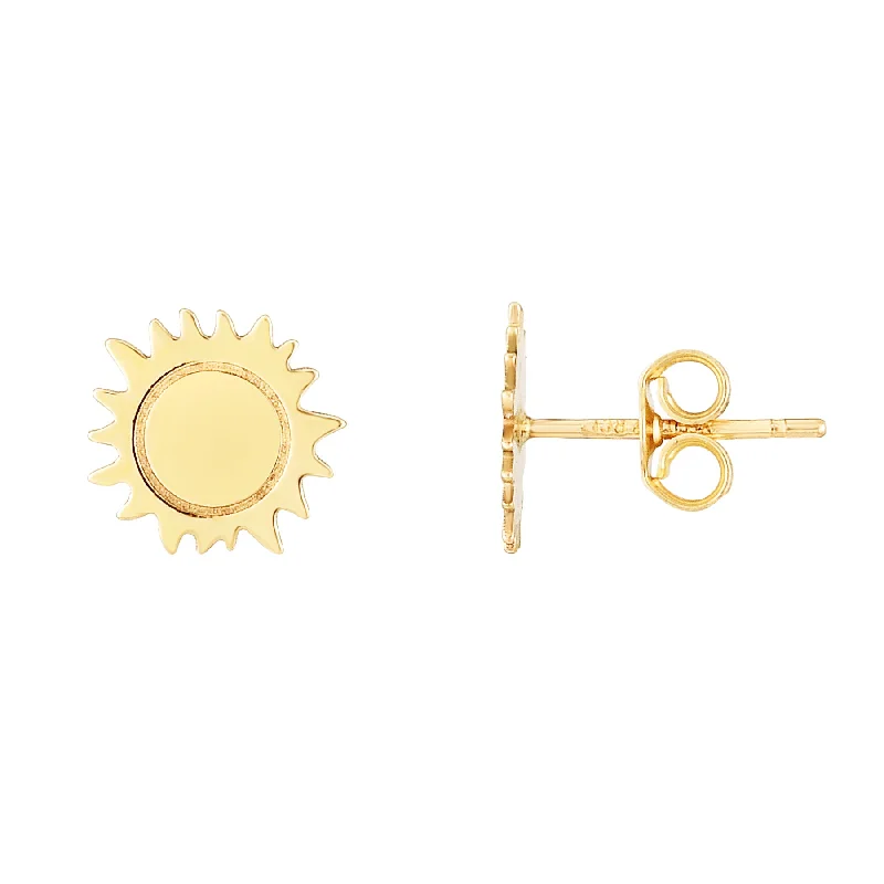 Boho Earrings for Women-14K Gold Polished Sun Stud Earring